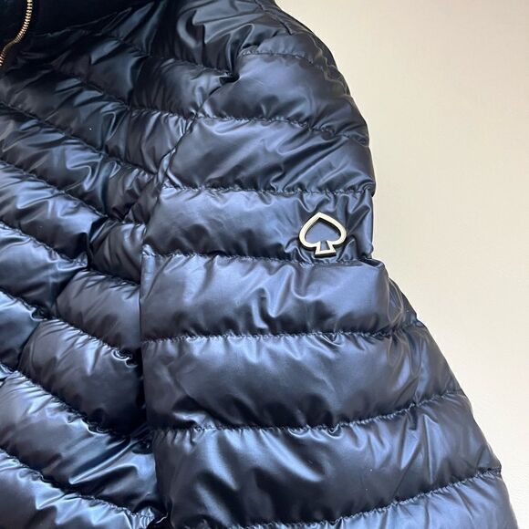 Navy Kate Spade Puffer Jacket with hidden hood Size L - Picture 2 of 10